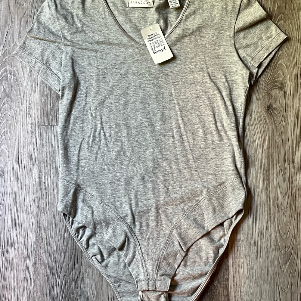 Paradox Gray Short Sleeve Fitted Bodysuit